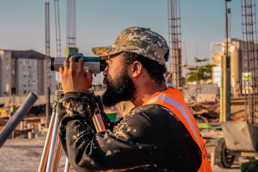 Engineering survey on a construction site