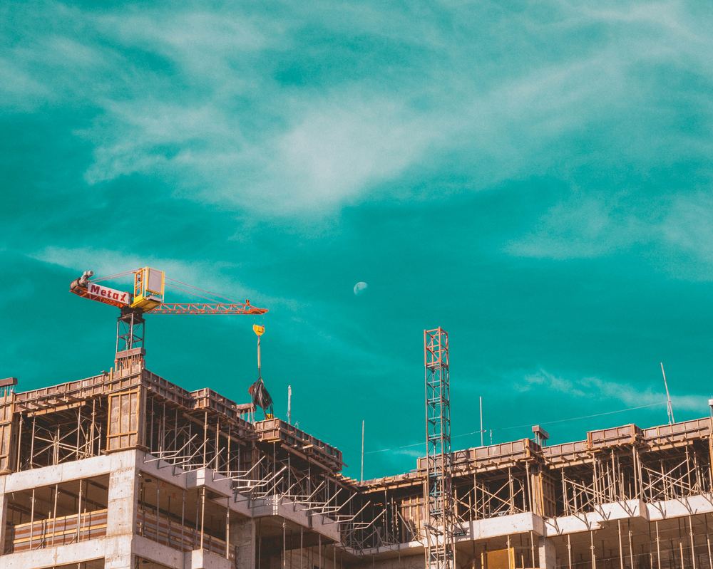 High-rise construction with cranes