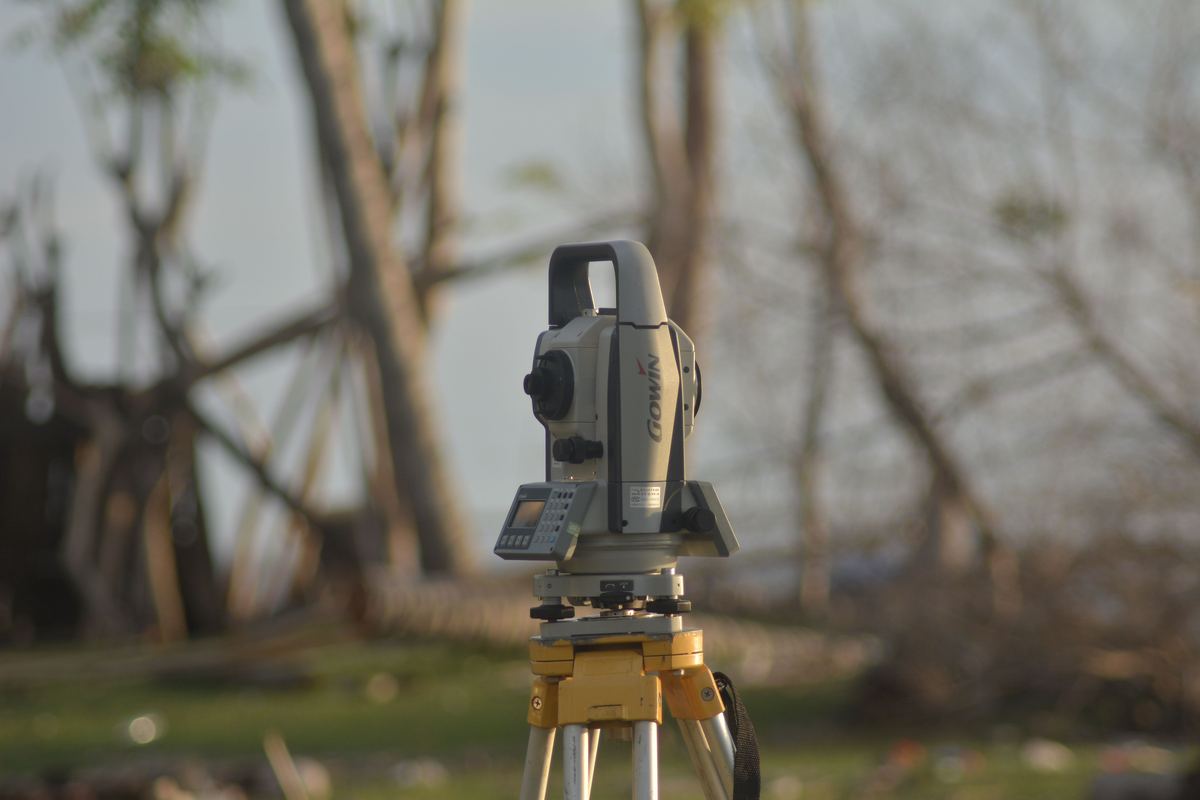 Total station on a tripod